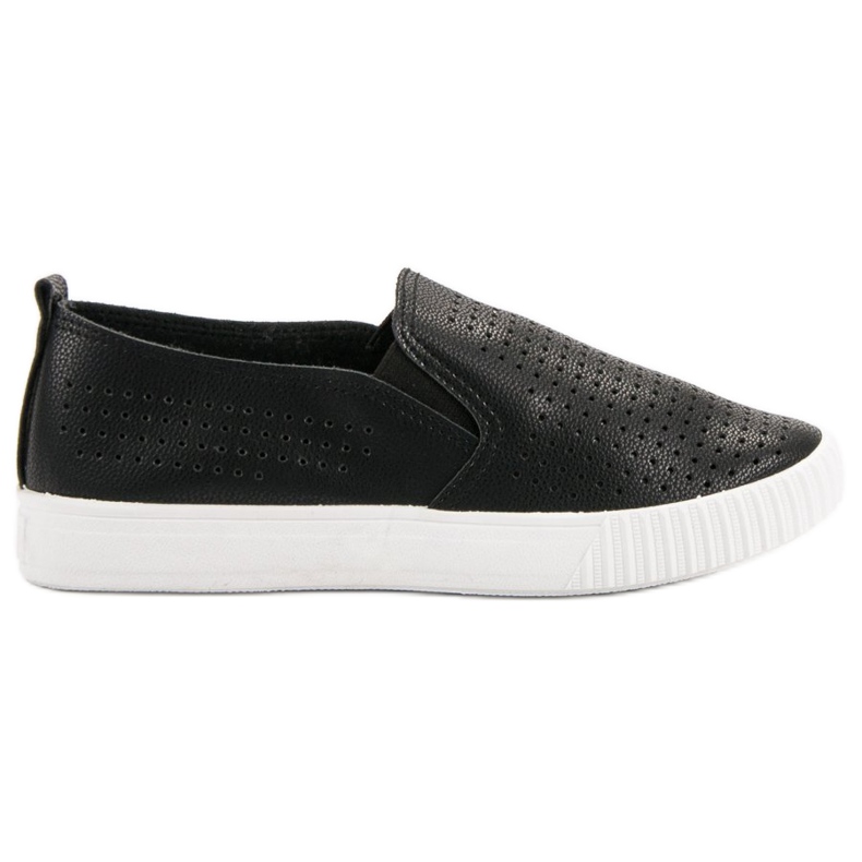 SHELOVET Slipons ajurati negru