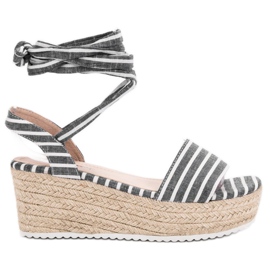 Seastar Sandale cu dungi pe pană gri