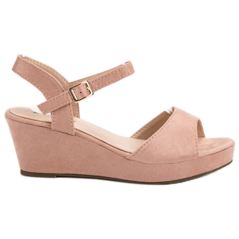 SHELOVET Sandale din piele de căprioară roz