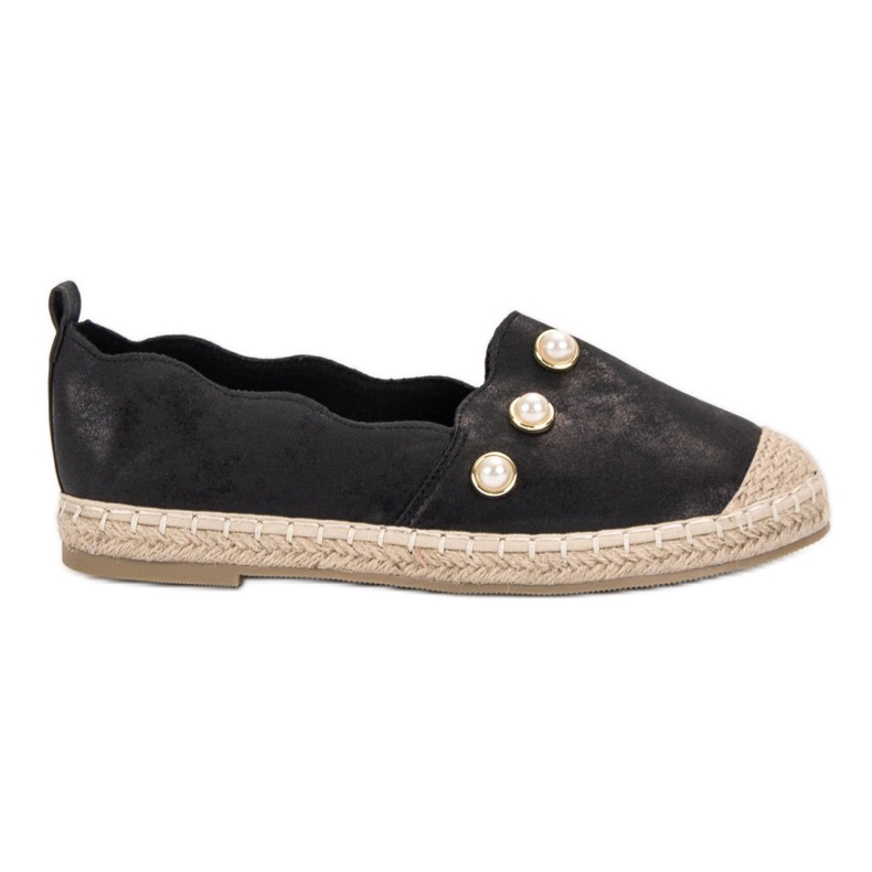 SHELOVET Espadrile Cu Perle negru