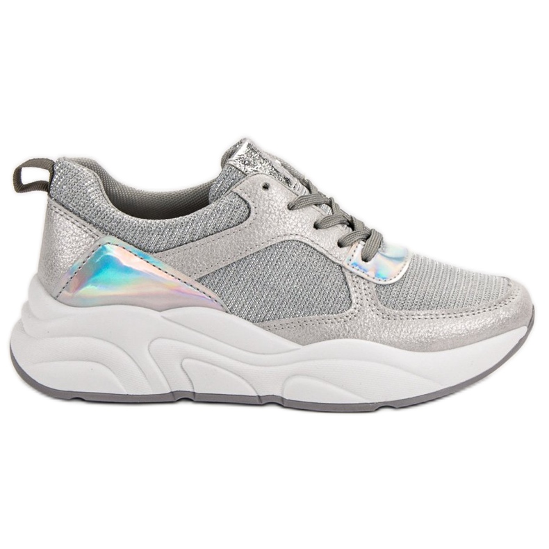 Ideal Shoes Pantofi sport argintii gri