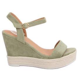 Sandale cu pană verde JS-2952 DK.GREEN Sandale cu pană verde JS-2952 DK.GREEN