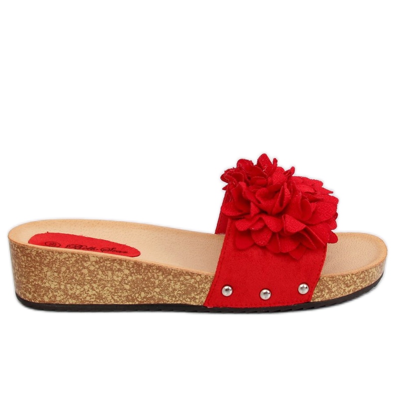 Roșu S63 Flip-flops roșii cu flori