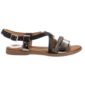Small Swan Sandale Cu Cristale negru