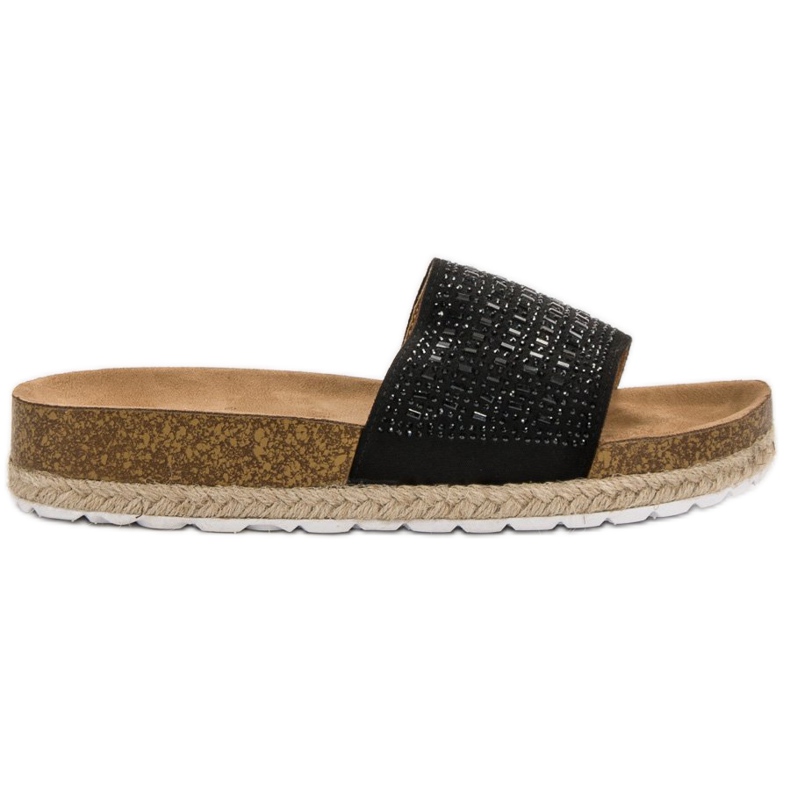 Seastar Papuci negri cu zirconiu cubic negru