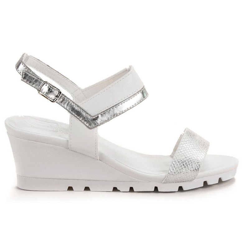 Ideal Shoes Sandale cu pană albă