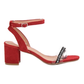 Ideal Shoes Sandale elegante din piele de căprioară roșu