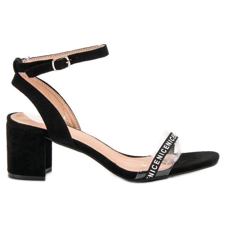 Ideal Shoes Sandale elegante din piele de căprioară negru