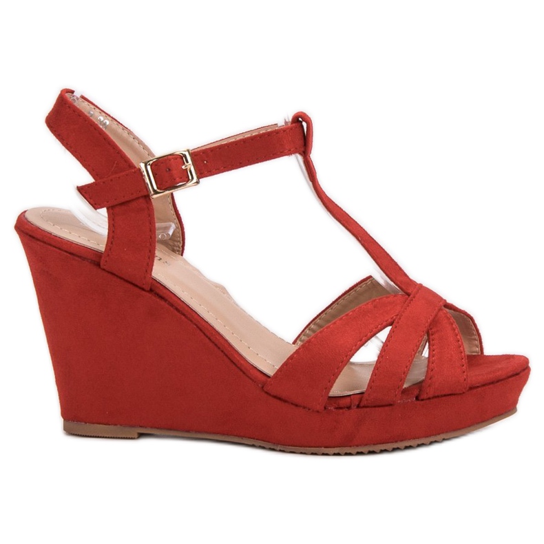 SHELOVET Sandale din piele de căprioară roșu SHELOVET Sandale din piele de căprioară roșu