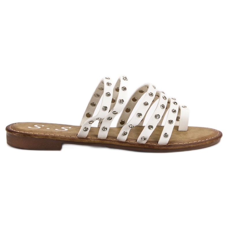 SHELOVET Papuci cu pietre de stras alb