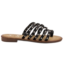 SHELOVET Papuci cu pietre de stras negru