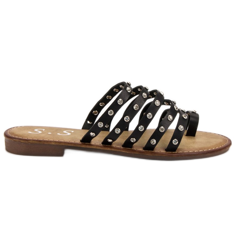 SHELOVET Papuci cu pietre de stras negru