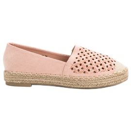 VICES Espadrile din piele de căprioară roz
