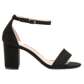 Super Mode Sandale elegante din piele intoarsa negru