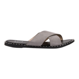 Small Swan Papuci din piele intoarsa gri Small Swan Papuci din piele intoarsa gri