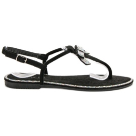 Queen Vivi Sandale japoneze din piele neagră negru Queen Vivi Sandale japoneze din piele neagră negru