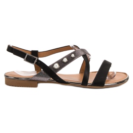 Small Swan Sandale Cu Perle negru