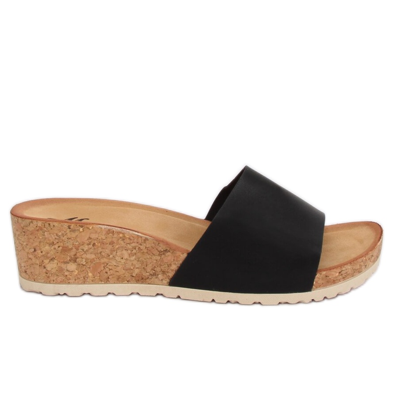 Papuci negri din plută 3527-12 Negru