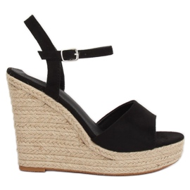 Espadrile negre pe pene LL-190 Negru Espadrile negre pe pene LL-190 Negru