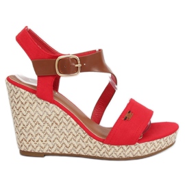 Sandale cu pană roșie BL-360 Roșu roşu