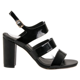 SHELOVET Sandale Negre Pe O Bară negru