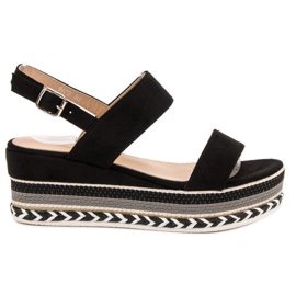 Primavera Sandale Boho Wedge negru