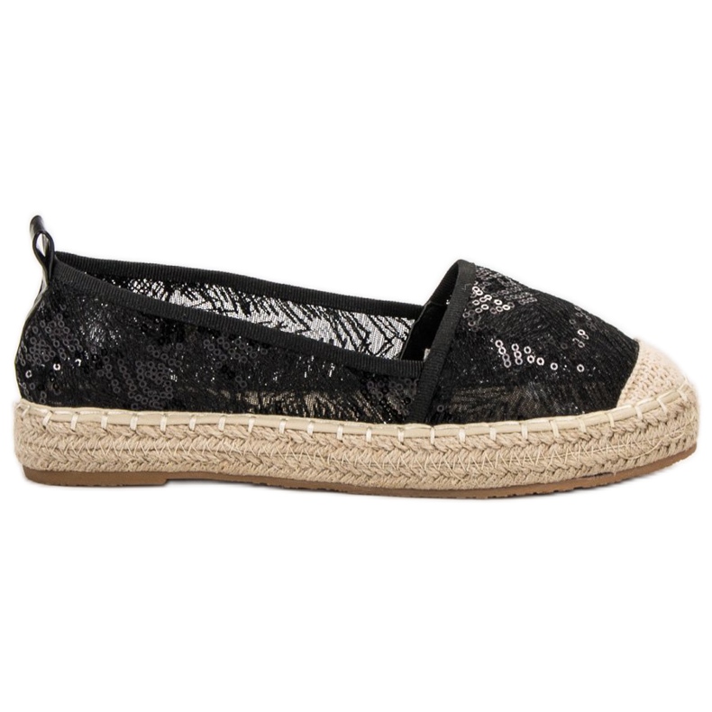 SHELOVET Espadrile din dantelă negru SHELOVET Espadrile din dantelă negru