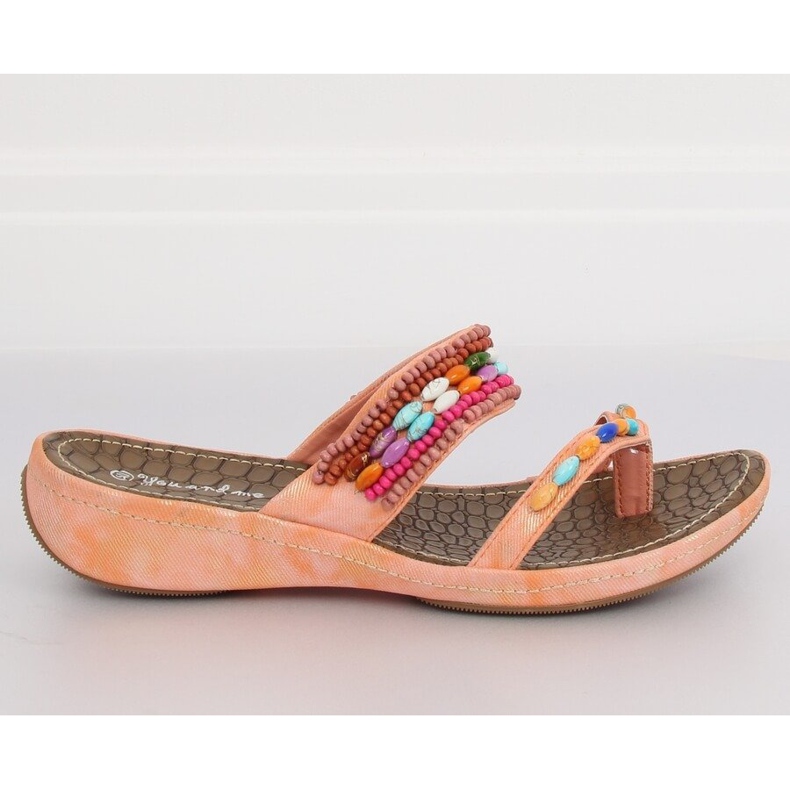 Flip-flops cu margele roz roz A123