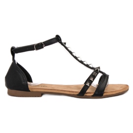 Queen Vivi Sandale plate Rock negru Queen Vivi Sandale plate Rock negru