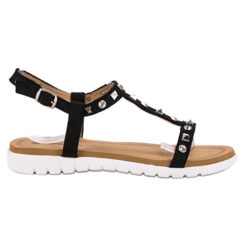 SHELOVET Sandale negre cu știfturi negru