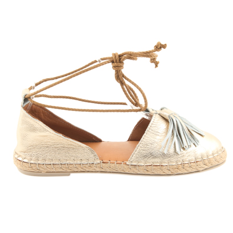 Espadrile pentru femei, Badura, legate 4875 de aur Espadrile pentru femei, Badura, legate 4875 de aur