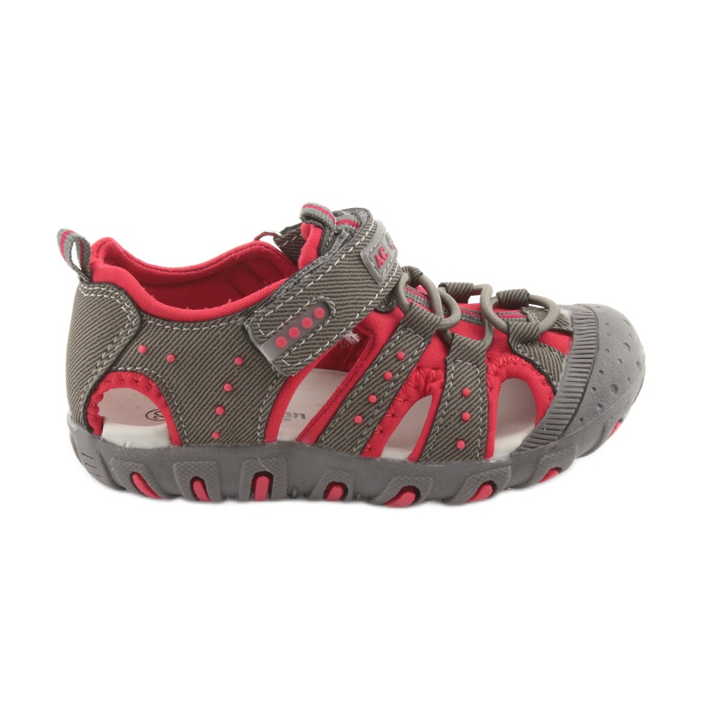 Sandale cu velcro American Club DR11 pentru băieți gri roșu Sandale cu velcro American Club DR11 pentru băieți gri roșu