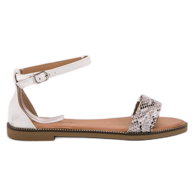 Laura Mode Sandale plate clasice alb multicolor