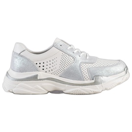 Goodin Adidași din piele cu sclipici alb Goodin Adidași din piele cu sclipici alb