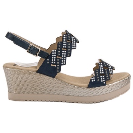 Aclys Sandale ușoare pe un toc de pană albastru Aclys Sandale ușoare pe un toc de pană albastru