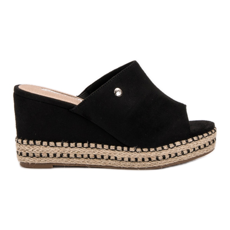 Best Shoes Sandale cu pană negru