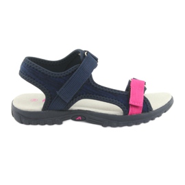 Sandale cu inserție din piele bleumarin American Club RL10 roz albastru marin