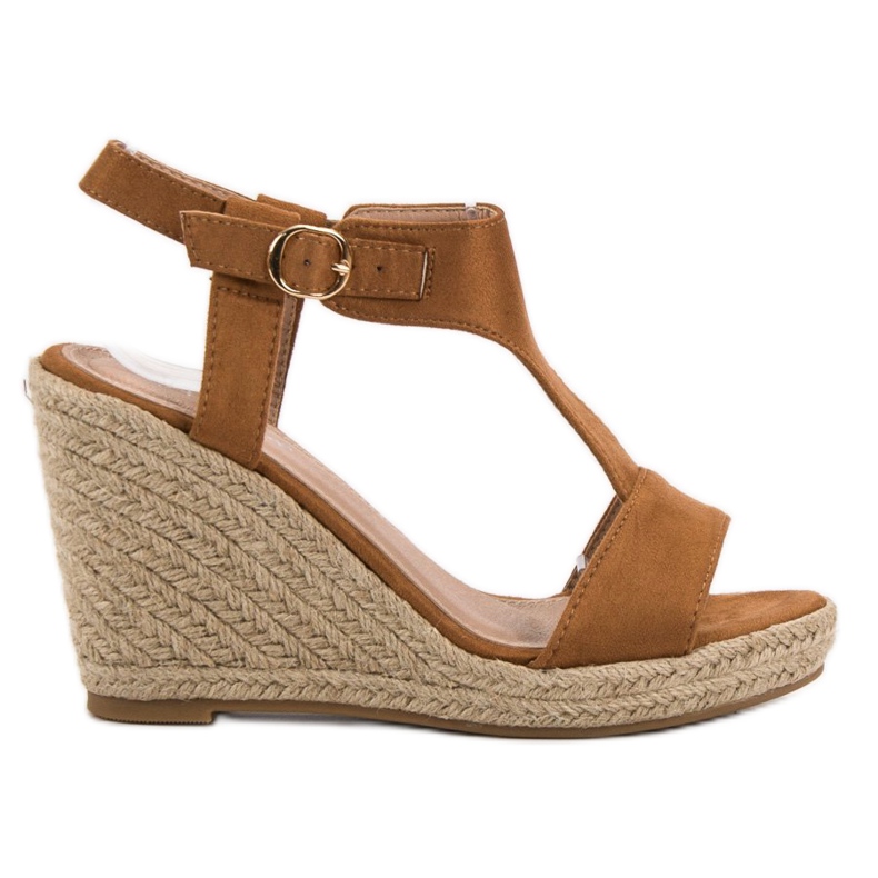 Anesia Paris Sandale cu pană la modă maro