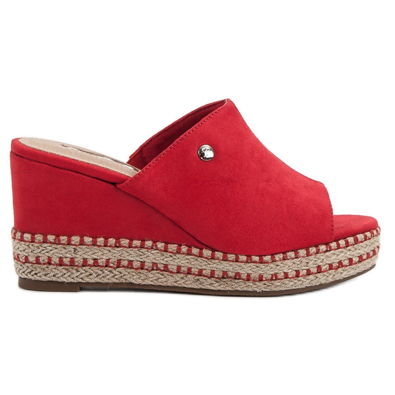 Best Shoes Sandale cu pană roșu