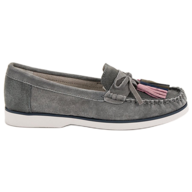 Filippo Mocasini din piele cu franjuri gri