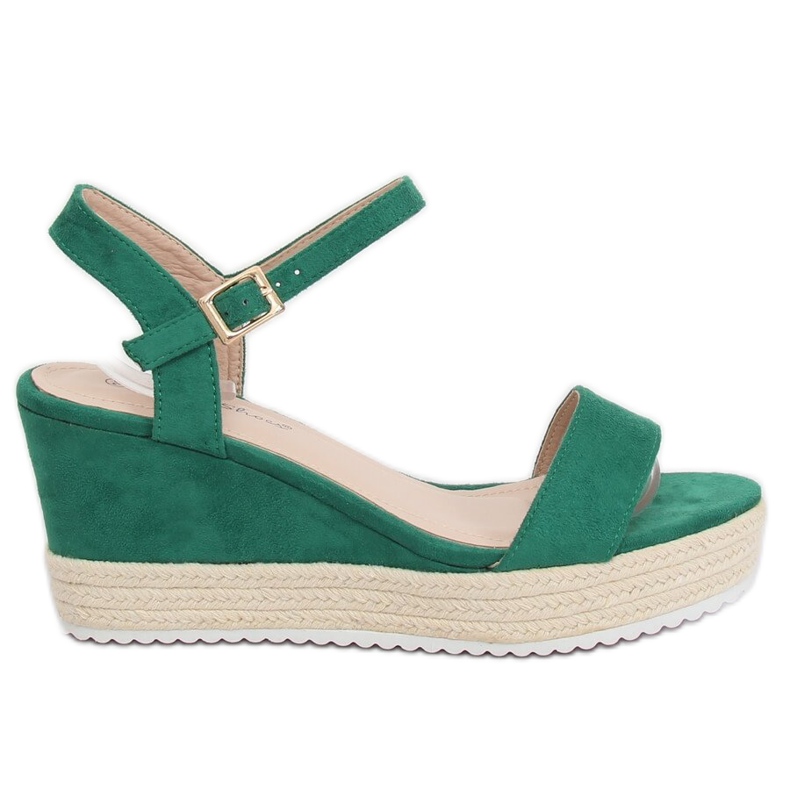 Sandale cu toc espadrile verzi LY9109 Verde