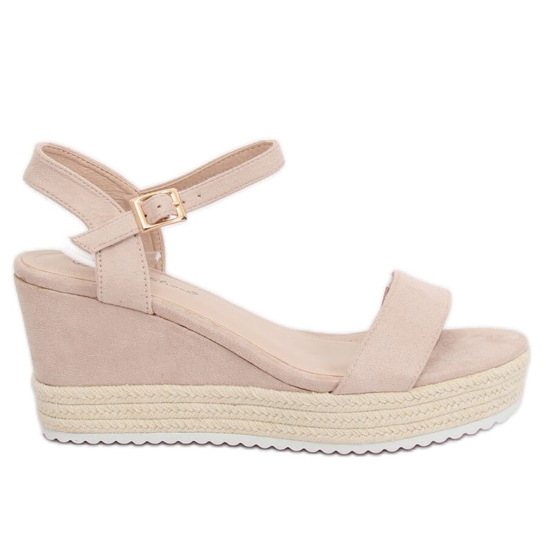 Sandale bej pe espadrile cu pană LY9109 Bej