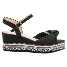 Groto Gogo Sandale Espadrile din piele intoarsa negru