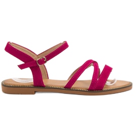 Ch. Creation Sandale din piele de căprioară roz