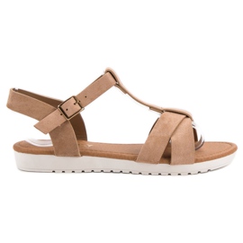 EXQUILY Sandale clasice din piele de căprioară maro EXQUILY Sandale clasice din piele de căprioară maro