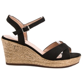 Best Shoes Sandale negre pe pană negru