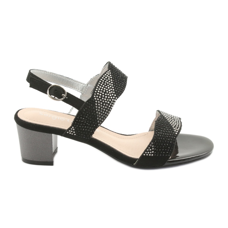 Sergio Leone Sandale pe SK795 Post Negru cu zirconi
