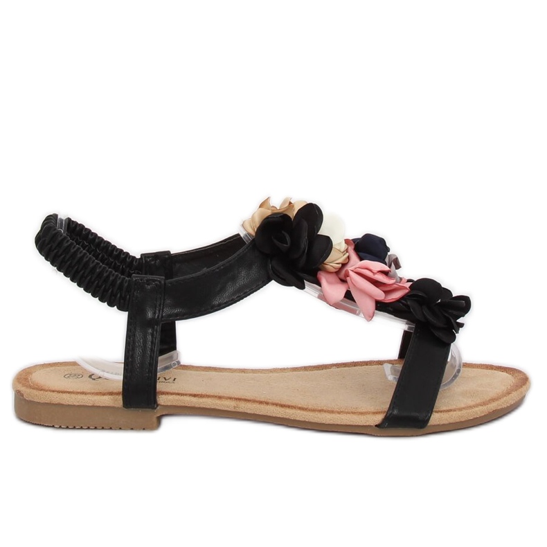 Sandale negre cu flori 218-174 Negre negru Sandale negre cu flori 218-174 Negre negru