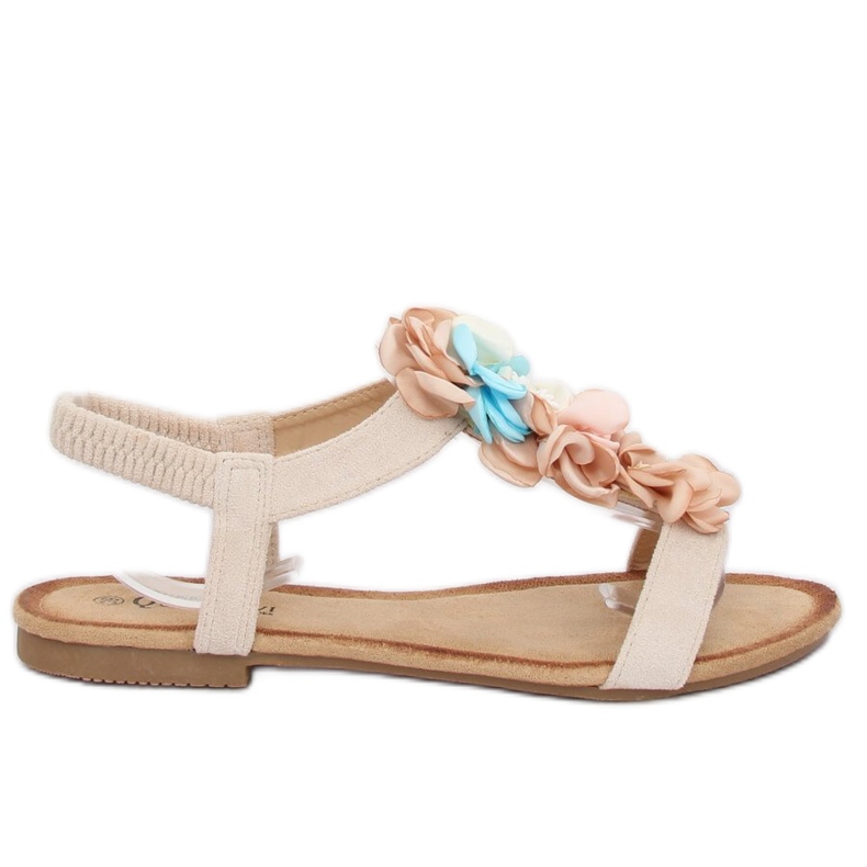 Sandale bej cu flori 218-174 Bej