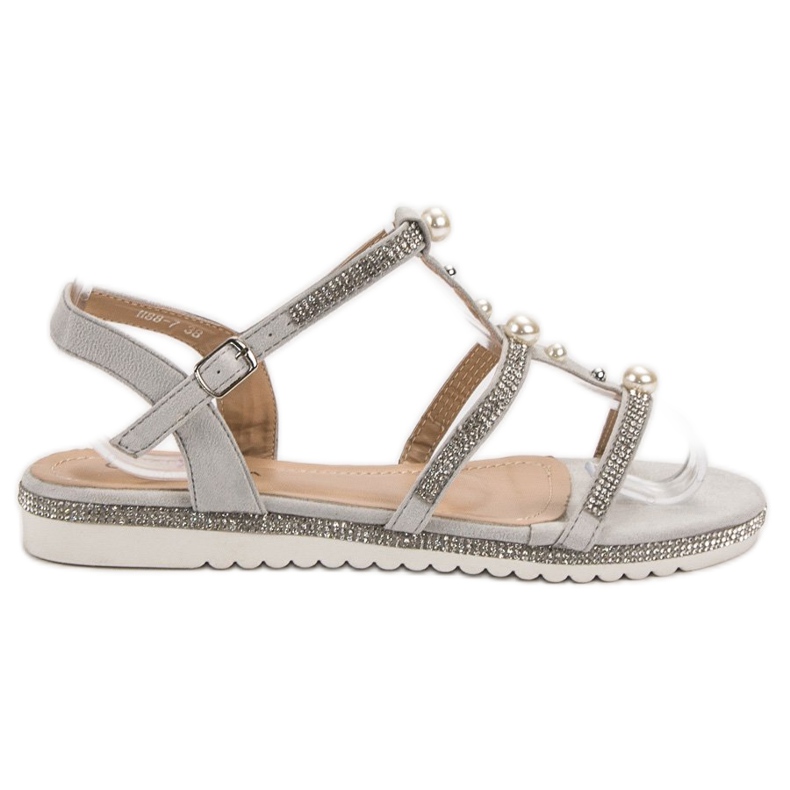 GUAPISSIMA Sandale Cu Perle gri